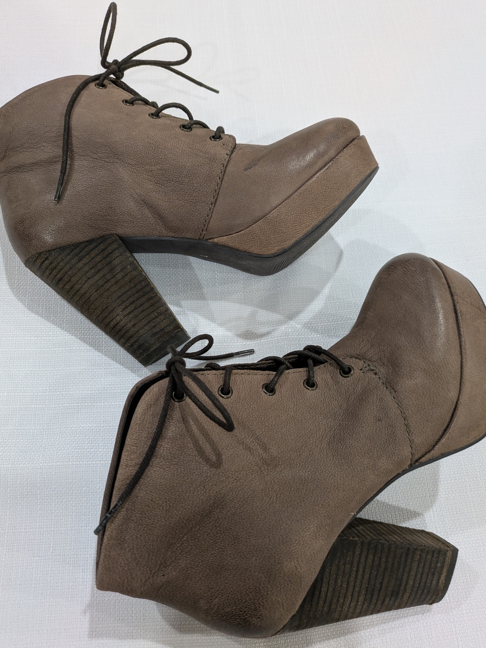 Genuine Leather Steve Madden Booties Platform Chunky Block Heels Size 7 Raspy